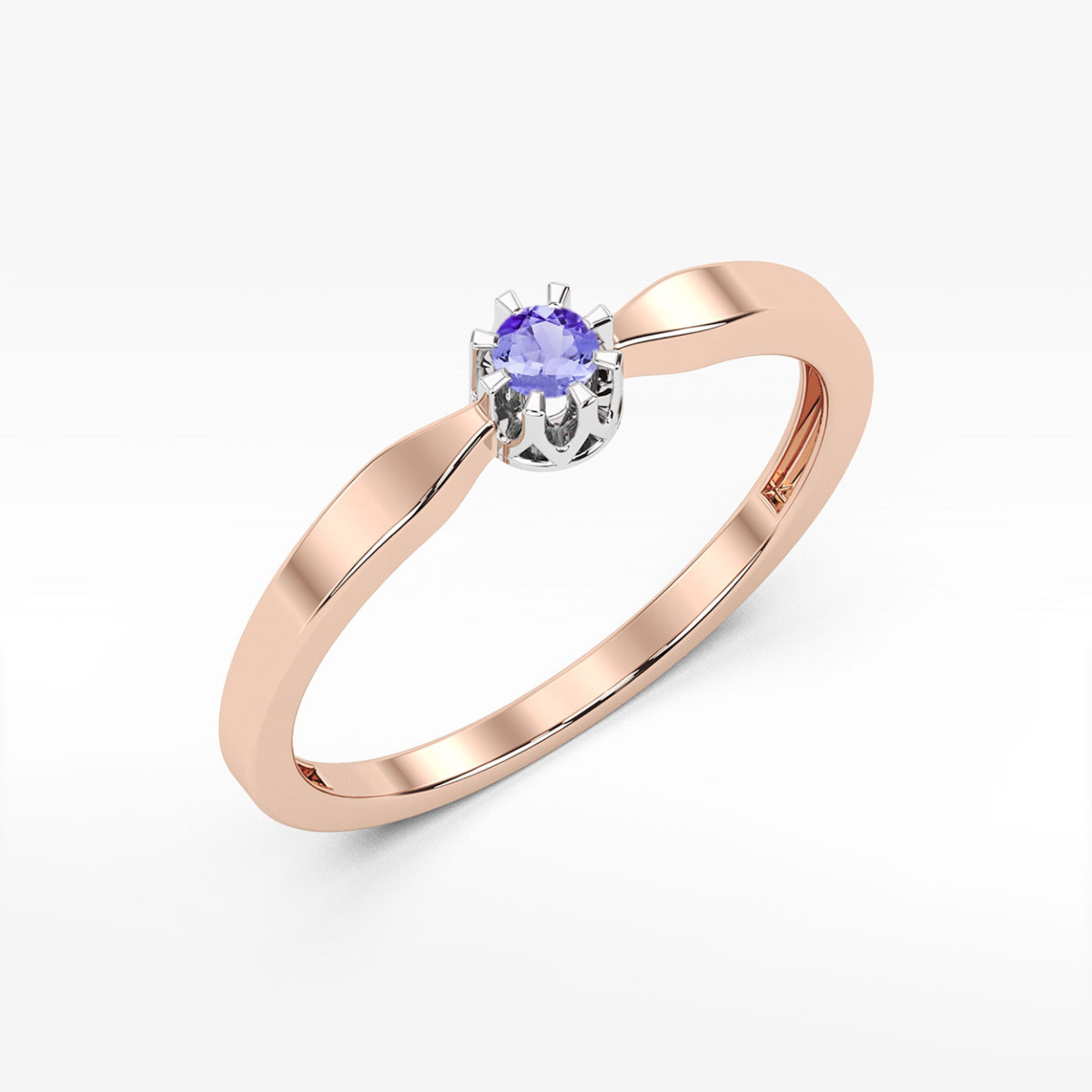 Pierścionek z różowego złota z tanzanitem - próba 585 0,15CT w0450.R3.TAP.01