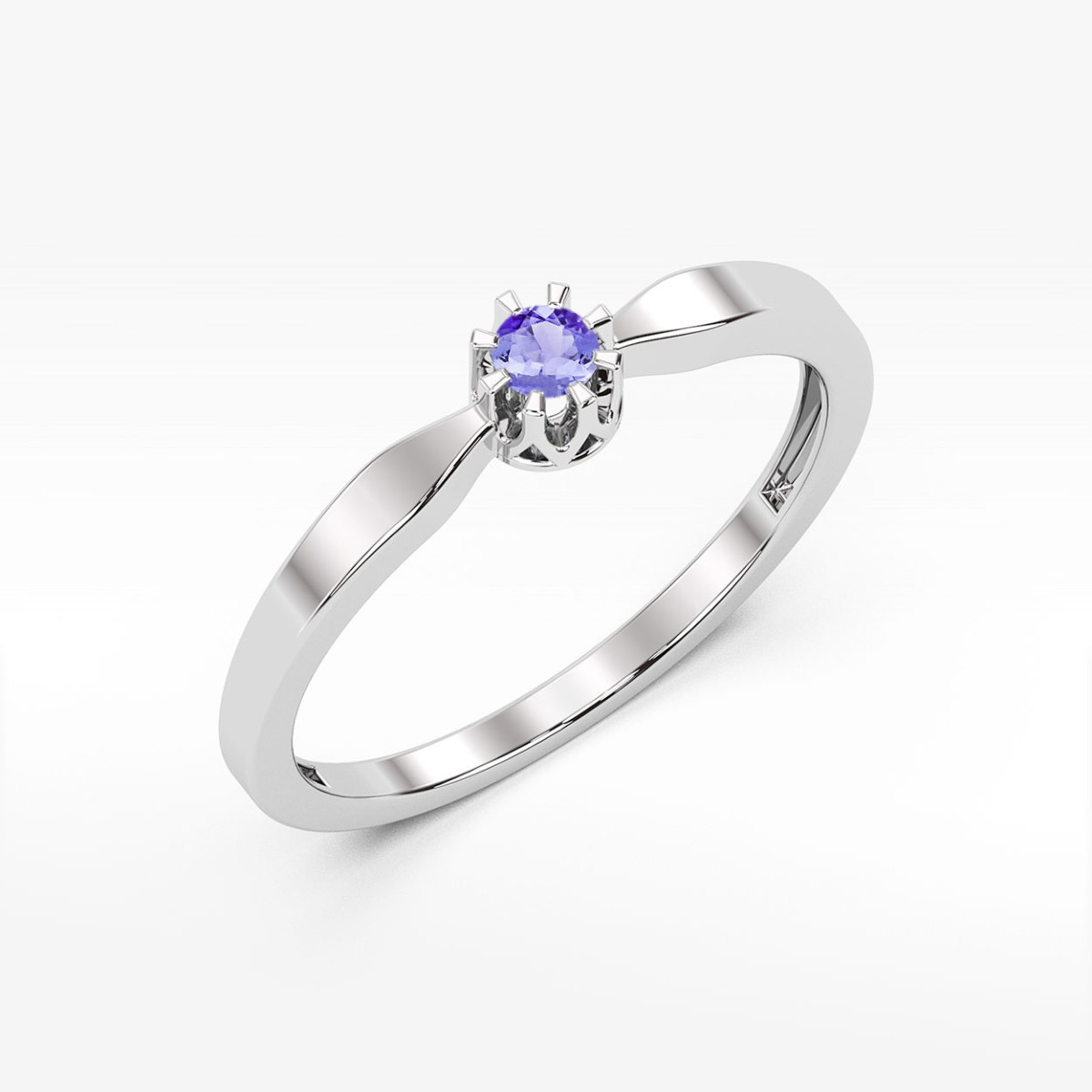 Pierścionek z białego złota z tanzanitem - próba 585 0,15CT w0450.B3.TAP.01