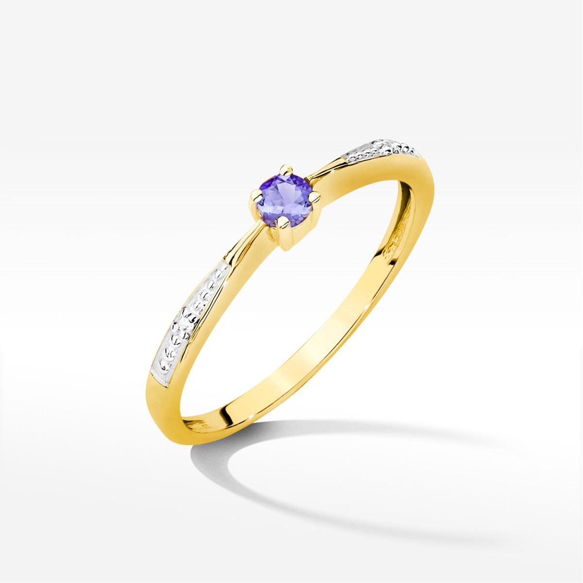 Pierścionek z żółtego złota z tanzanitem - próba 585 0,17CT PV-236.Z3.TAP.01