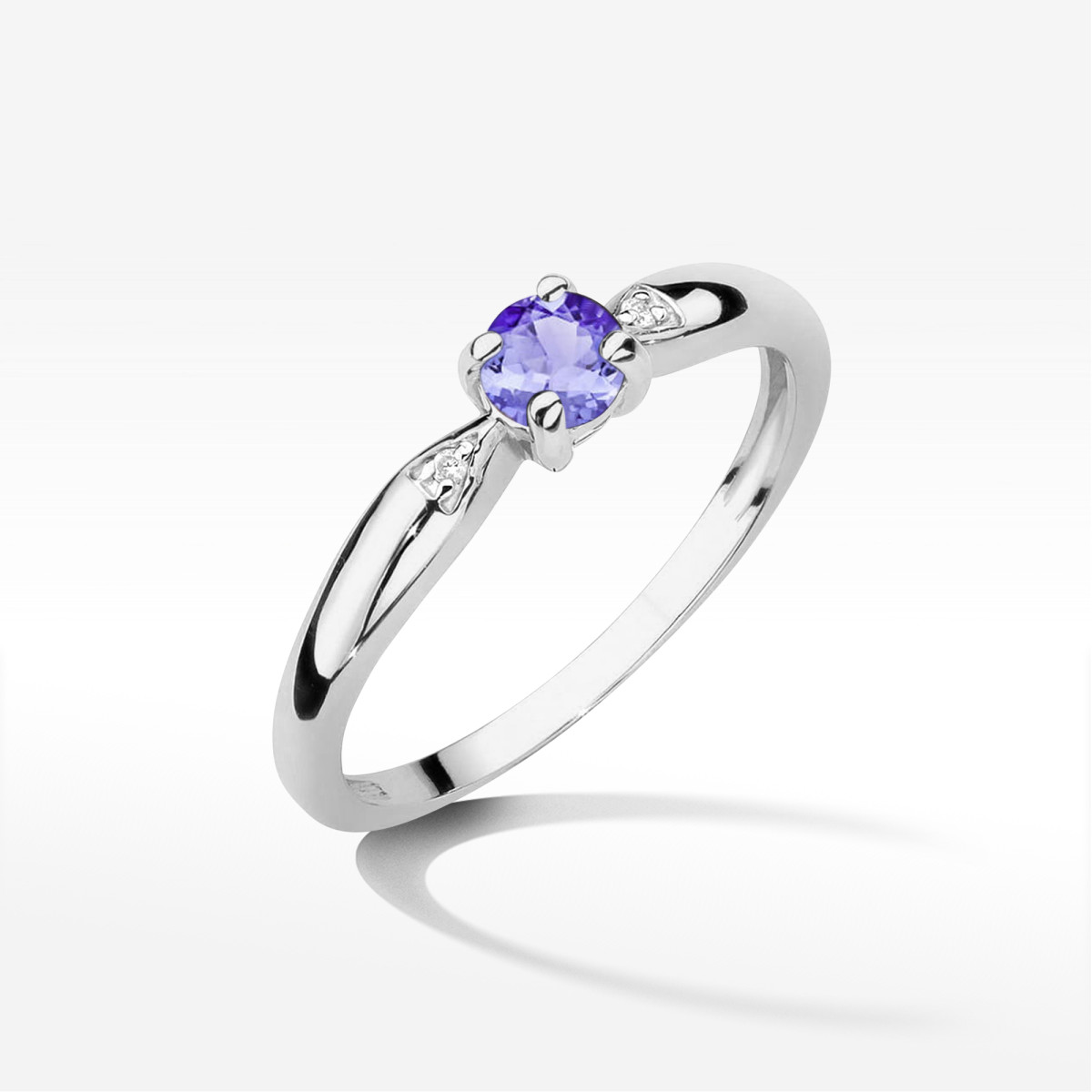 Pierścionek z białego złota z tanzanitem - próba 585 0,18CT PV-173.B3.TAP.01