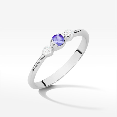 Pierścionek z białego złota z tanzanitem - próba 585 0,21CT w0620.B3.TAP.01