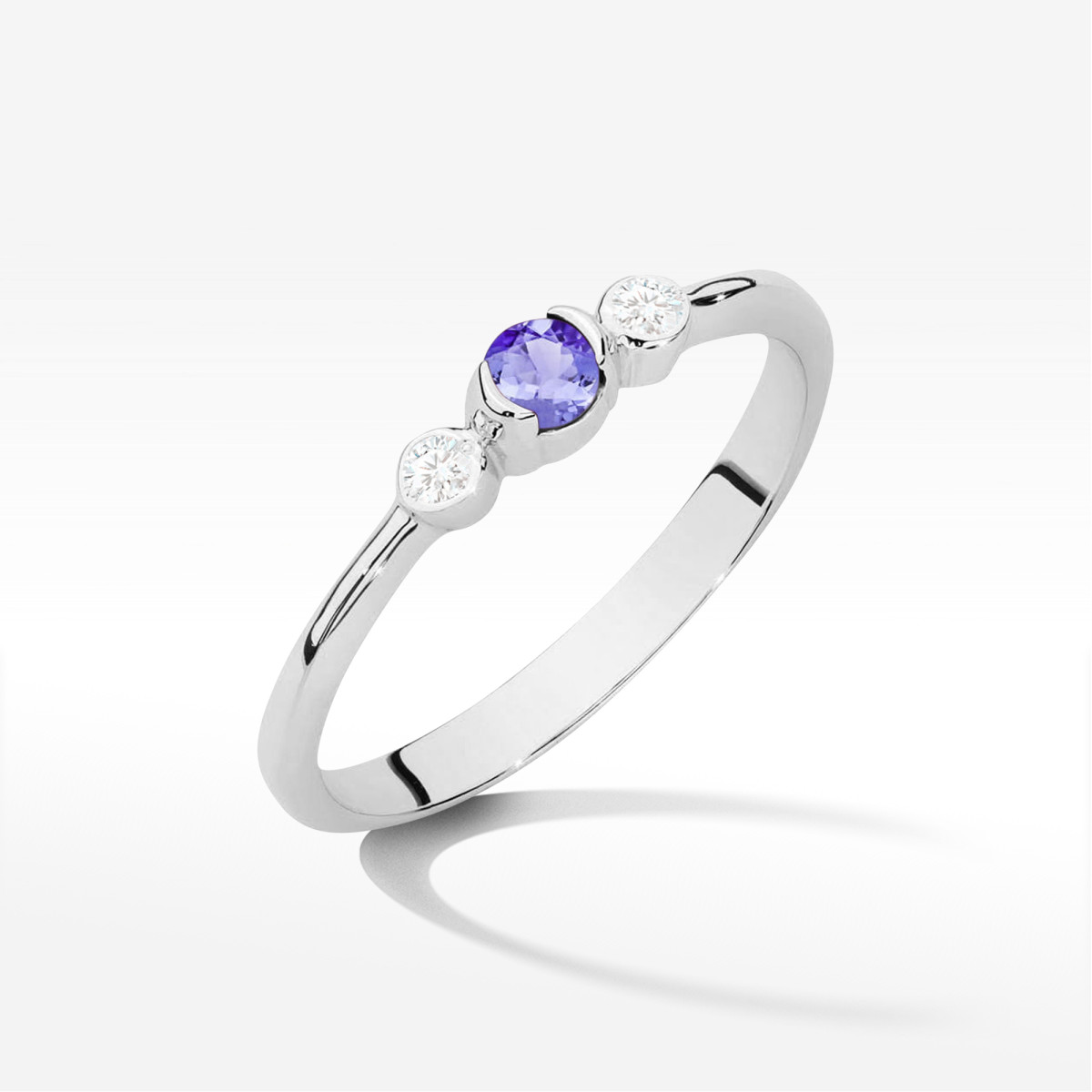 Pierścionek z białego złota z tanzanitem - próba 585 0,21CT w0620.B3.TAP.01