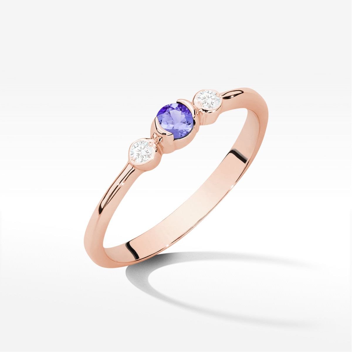 Pierścionek z różowego złota z tanzanitem - próba 585 0,21CT w0620.R3.TAP.01