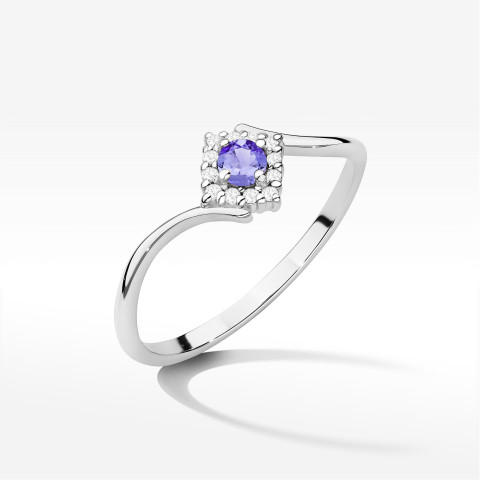 Pierścionek z białego złota z tanzanitem - próba 585 0,21CT w0702.B3.TAP.01