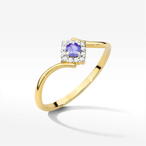 Pierścionek z żółtego złota z tanzanitem - próba 585 0,21CT w0702.Z3.TAP.01