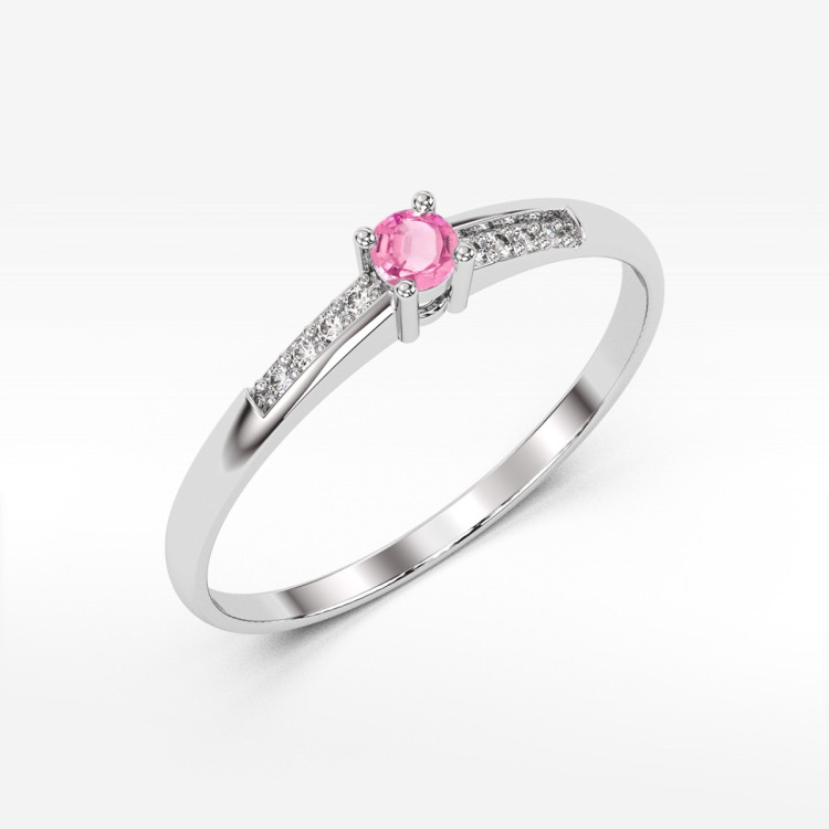 Pierścionek PV-180 Różowy Topaz 0,13ct białe złoto