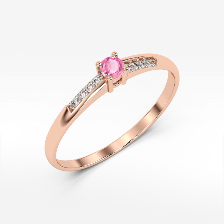 Pierścionek PV-180 Różowy Topaz 0,13ct różowe złoto