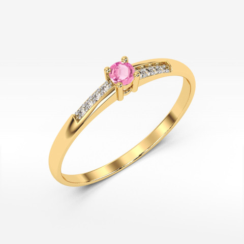Pierścionek PV-180 Różowy Topaz 0,13ct żółte złoto
