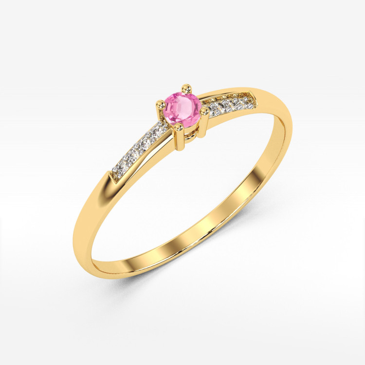 Pierścionek PV-180 Różowy Topaz 0,13ct żółte złoto