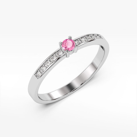 Pierścionek PV-075 Różowy Topaz 0,15ct białe złoto