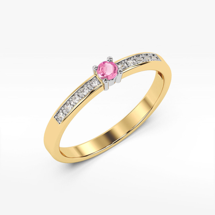 Pierścionek PV-075 Różowy Topaz 0,15ct żółte złoto
