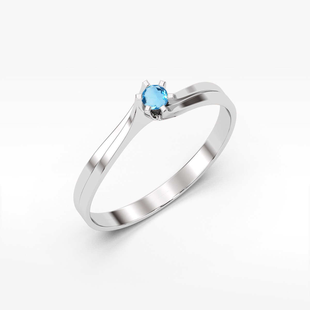 Pierścionek z białego złota z topazem Swiss - próba 585 0,15CT PV-039.B3.TOB.01