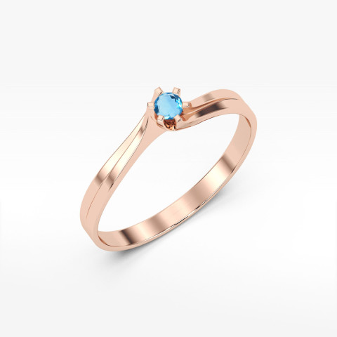 Pierścionek z różowego złota z topazem Swiss - próba 585 0,15CT PV-039.R3.TOB.01