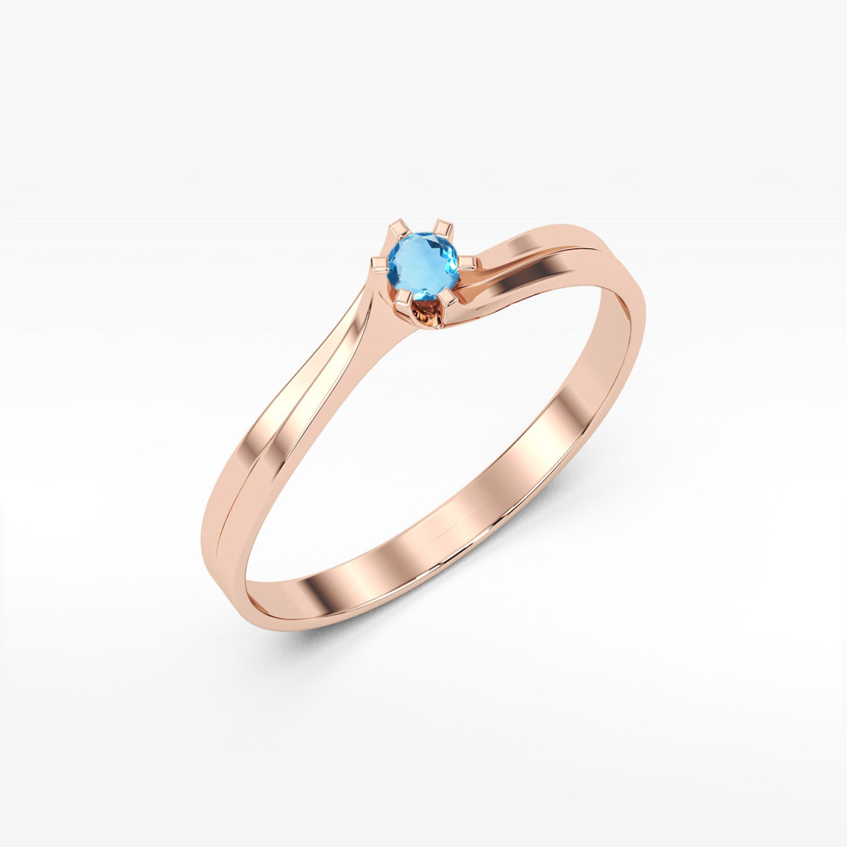 Pierścionek z różowego złota z topazem Swiss - próba 585 0,15CT PV-039.R3.TOB.01
