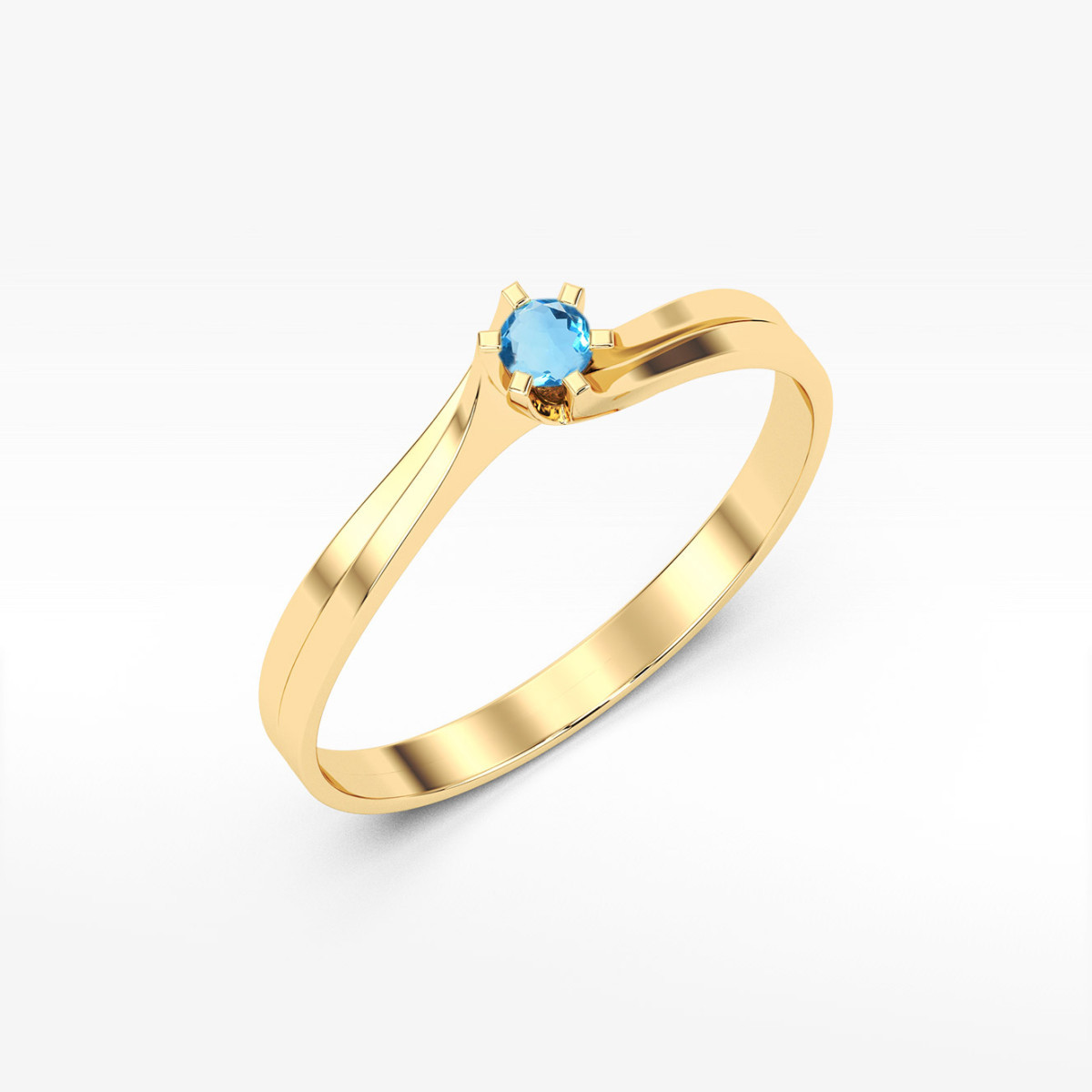 Pierścionek z żółtego złota z topazem Swiss - próba 585 0,15CT PV-039.Z3.TOB.01