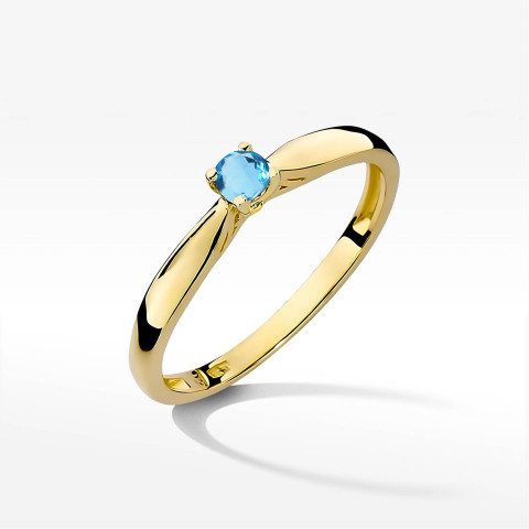 Pierścionek z żółtego złota z topazem Swiss - próba 585 0,15CT PV-264.Z3.TOB.01
