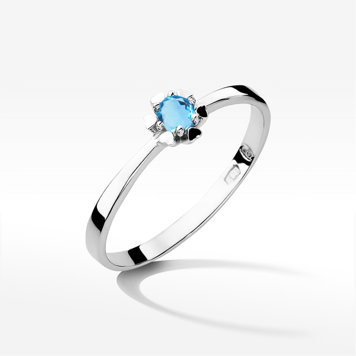 Pierścionek z białego złota z topazem Swiss - próba 585 0,15CT w0053.B3.TOB.01