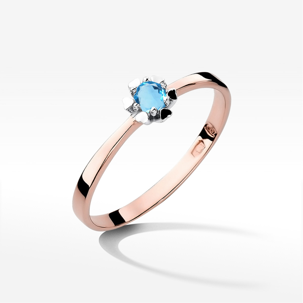 Pierścionek z różowego złota z topazem Swiss - próba 585 0,15CT w0053.R3.TOB.01