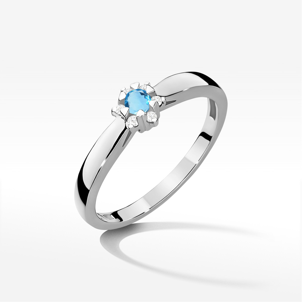 Pierścionek z białego złota z topazem Swiss - próba 585 0,15CT PV-251.B3.TOB.01