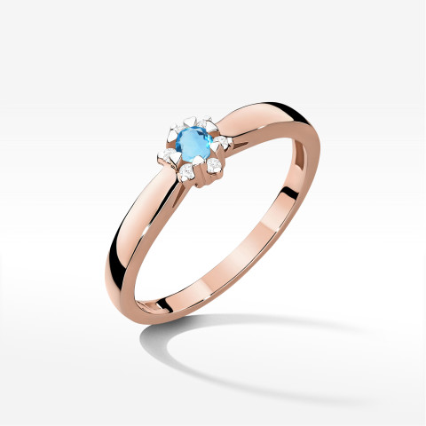 Pierścionek z różowego złota z topazem Swiss - próba 585 0,15CT PV-251.R3.TOB.01