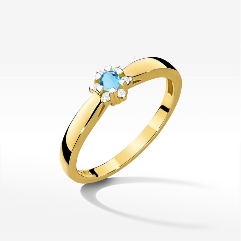 Pierścionek z żółtego złota z topazem Swiss - próba 585 0,15CT PV-251.Z3.TOB.01
