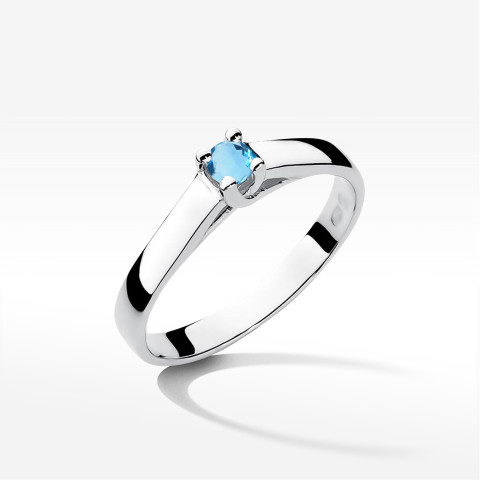 Pierścionek z białego złota z topazem Swiss - próba 585 0,15CT w0070.B3.TOB.01