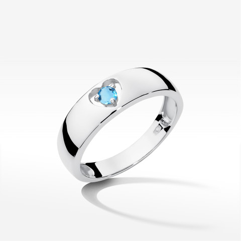 Pierścionek z białego złota z topazem Swiss - próba 585 0,15CT PV-184.B3.TOB.01