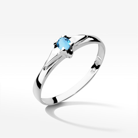 Pierścionek z białego złota z topazem Swiss - próba 585 0,15CT w0088.B3.TOB.01