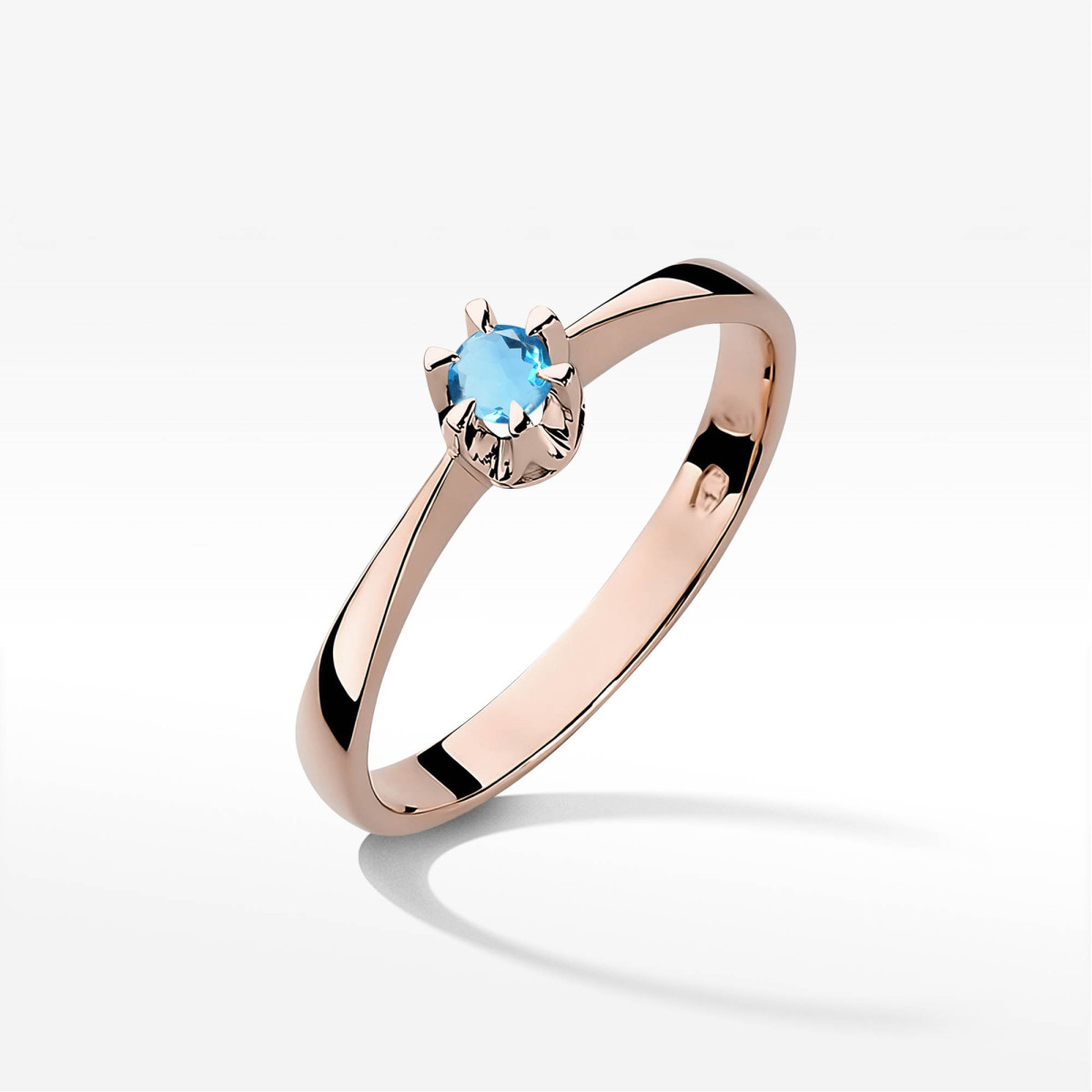Pierścionek z różowego złota z topazem Swiss - próba 585 0,15CT w0111.R3.TOB.01