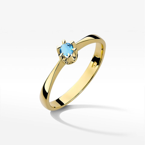 Pierścionek z żółtego złota z topazem Swiss - próba 585 0,15CT w0111.Z3.TOB.01