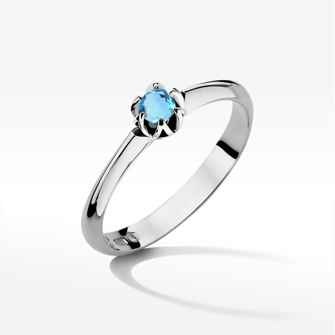 Pierścionek z białego złota z topazem Swiss - próba 585 0,15CT w0134.B3.TOB.01