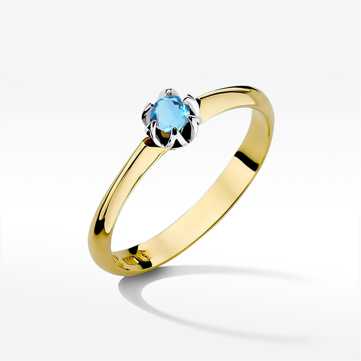 Pierścionek z żółtego złota z topazem Swiss - próba 585 0,15CT w0134.Z3.TOB.01