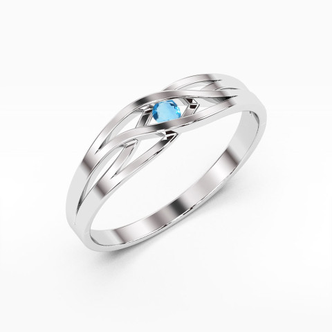 Pierścionek z białego złota z topazem Swiss - próba 585 0,15CT w0156.B3.TOB.01