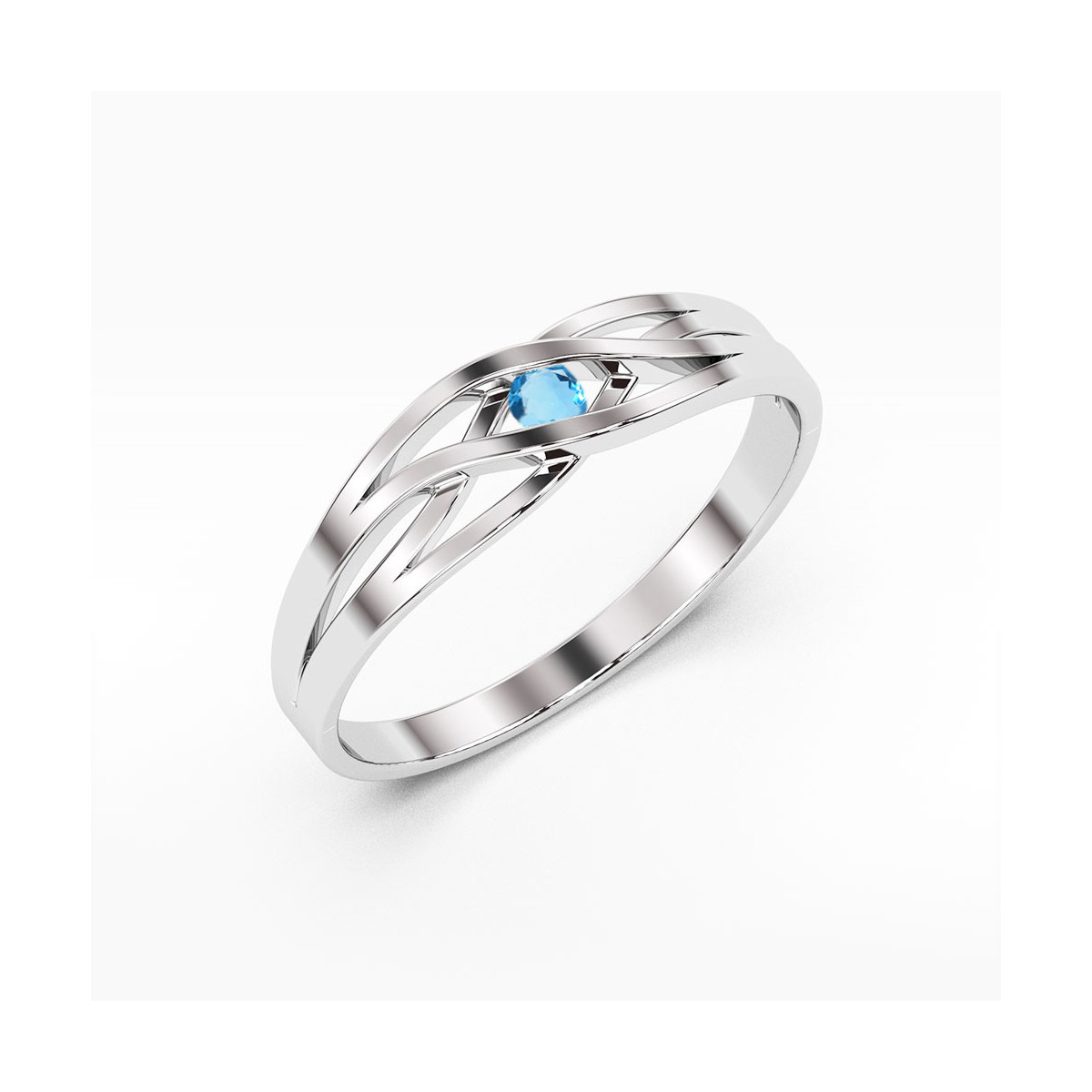Pierścionek z białego złota z topazem Swiss - próba 585 0,15CT w0156.B3.TOB.01