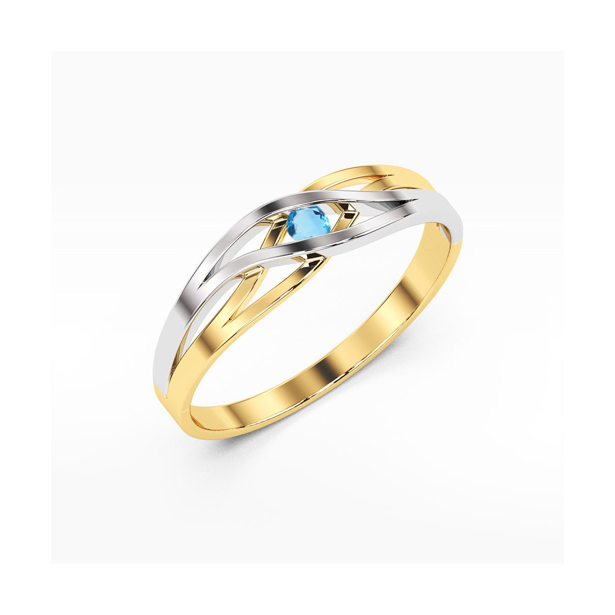 Pierścionek z żółtego złota z topazem Swiss - próba 585 0,15CT w0156.Z3.TOB.01