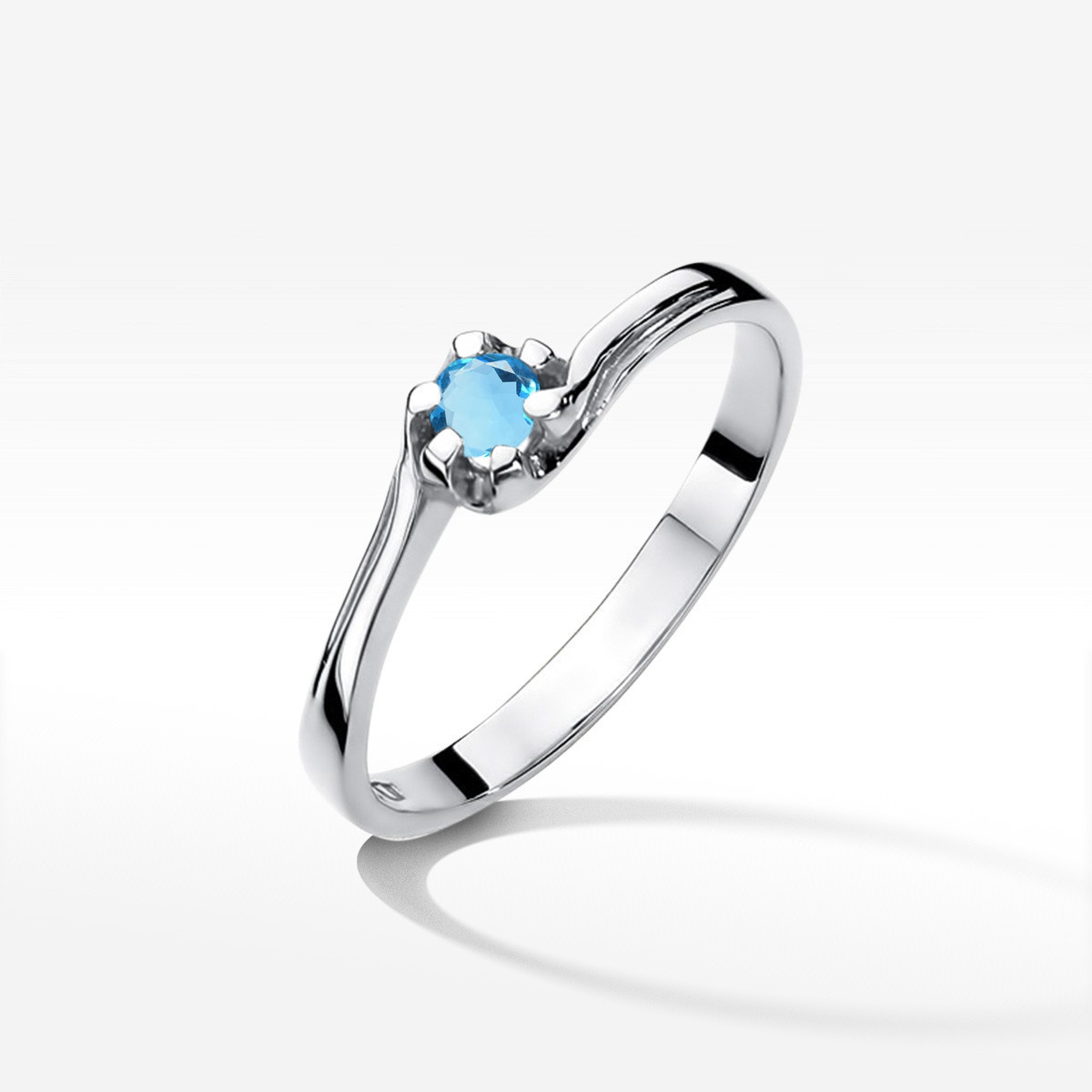 Pierścionek z białego złota z topazem Swiss - próba 585 0,15CT w0163.B3.TOB.01