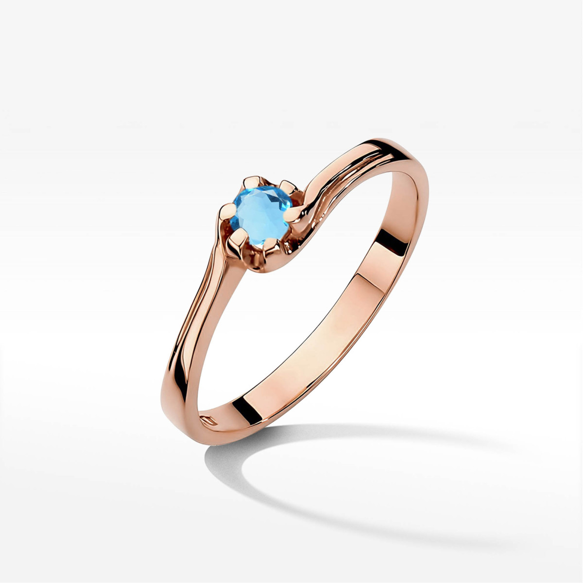 Pierścionek z różowego złota z topazem Swiss - próba 585 0,15CT w0163.R3.TOB.01