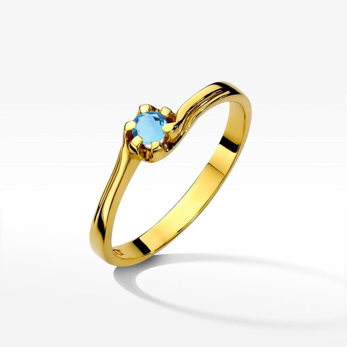 Pierścionek z żółtego złota z topazem Swiss - próba 585 0,15CT w0163.Z3.TOB.01