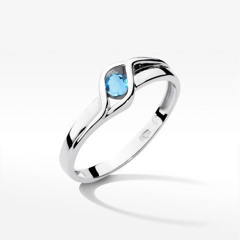 Pierścionek z białego złota z topazem Swiss - próba 585 0,15CT w0178.B3.TOB.01