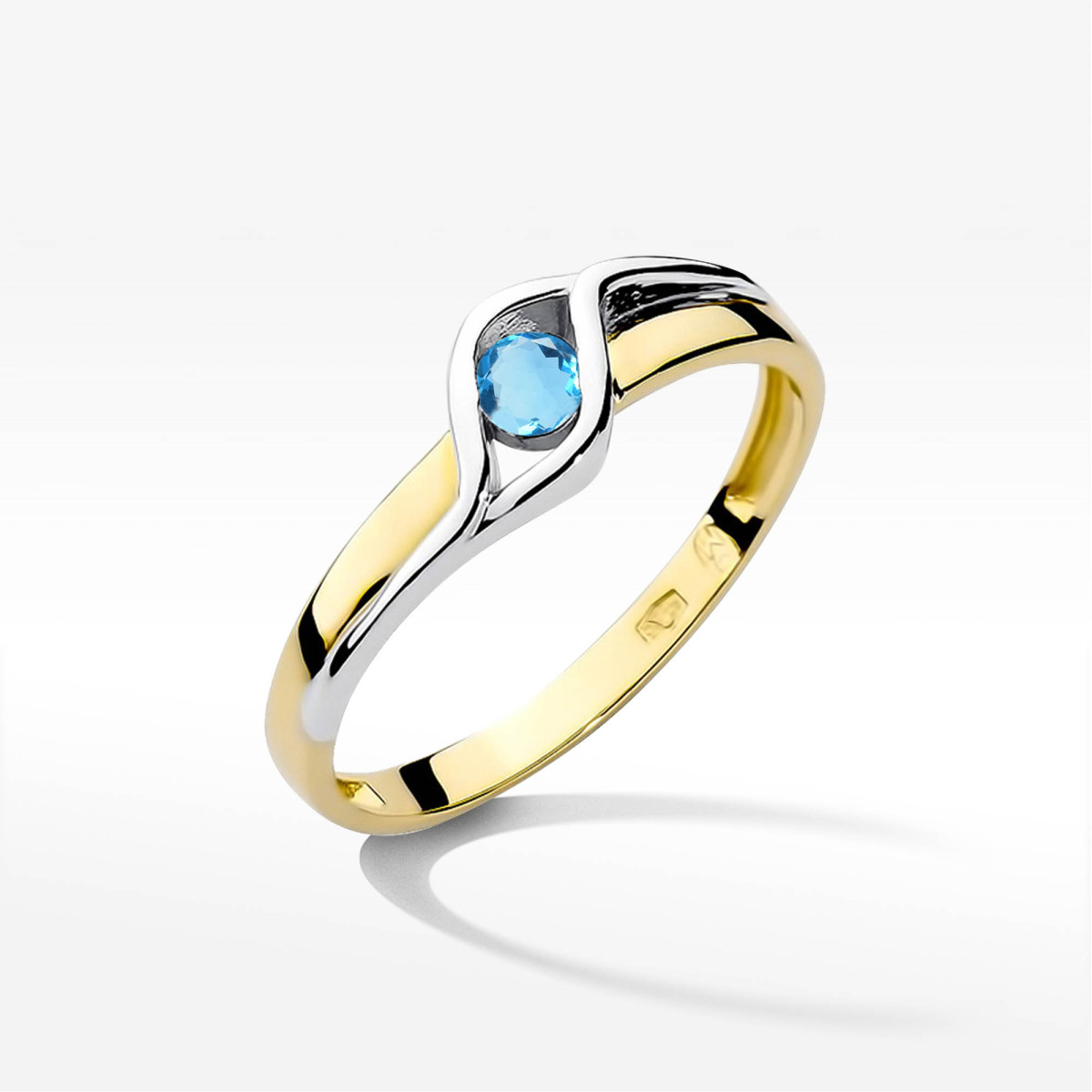 Pierścionek z żółtego złota z topazem Swiss - próba 585 0,15CT w0178.Z3.TOB.01