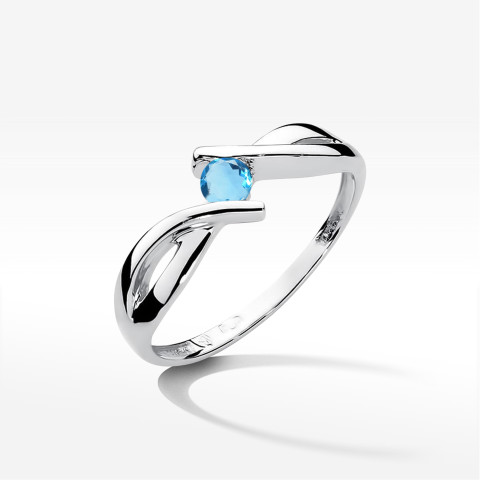 Pierścionek z białego złota z topazem Swiss - próba 585 0,15CT w0191.B3.TOB.01