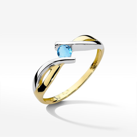 Pierścionek z żółtego złota z topazem Swiss - próba 585 0,15CT w0191.Z3.TOB.01