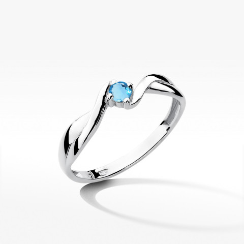 Pierścionek z białego złota z topazem Swiss - próba 585 0,15CT w0208.B3.TOB.01