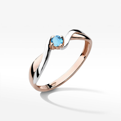 Pierścionek z różowego złota z topazem Swiss - próba 585 0,15CT w0208.R3.TOB.01