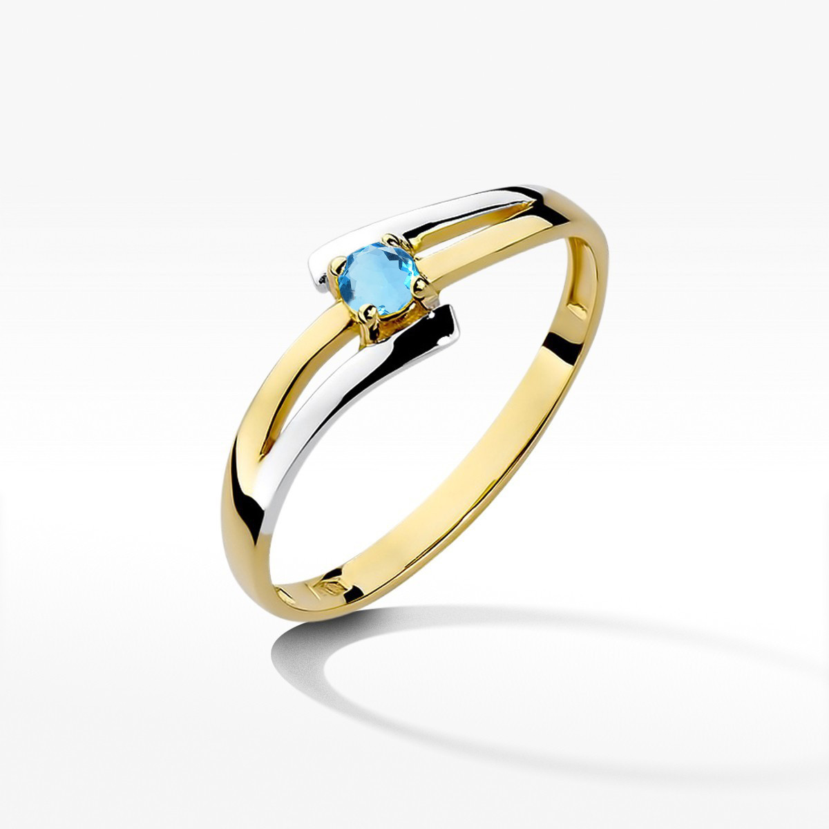 Pierścionek z żółtego złota z topazem Swiss - próba 585 0,15CT w0210.Z3.TOB.01