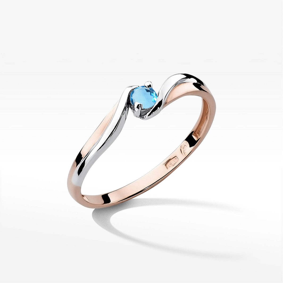 Pierścionek z różowego złota z topazem Swiss - próba 585 0,15CT w0211.R3.TOB.01