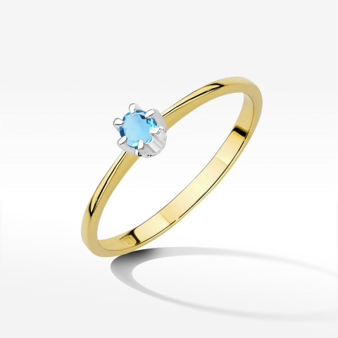 Pierścionek z żółtego złota z topazem Swiss - próba 585 0,15CT w0220.Z3.TOB.02