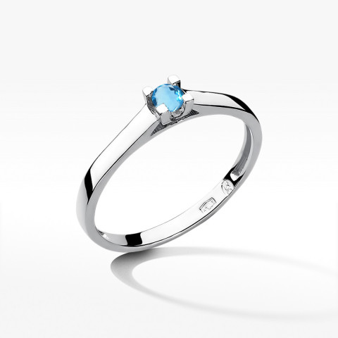 Pierścionek z białego złota z topazem Swiss - próba 585 0,15CT w0221.B3.TOB.02