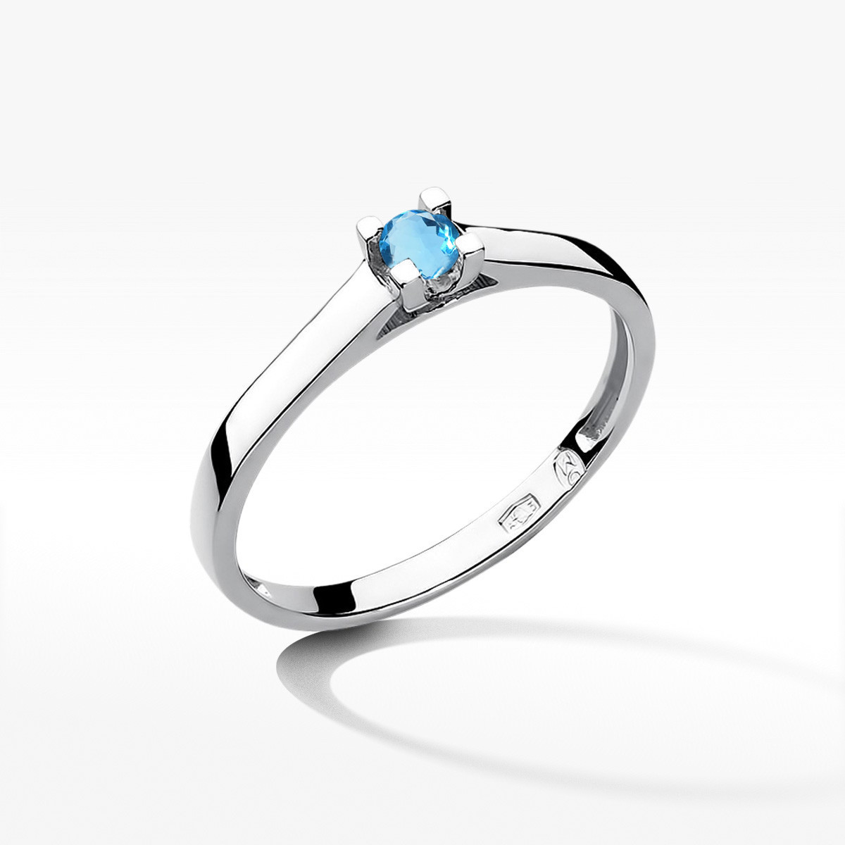 Pierścionek z białego złota z topazem Swiss - próba 585 0,15CT w0221.B3.TOB.02