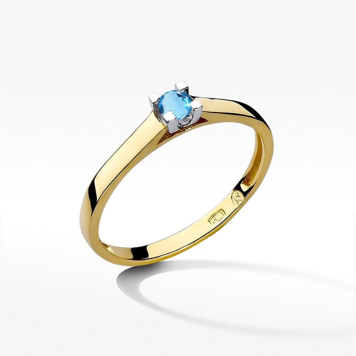 Pierścionek z żółtego złota z topazem Swiss - próba 585 0,15CT w0221.Z3.TOB.02